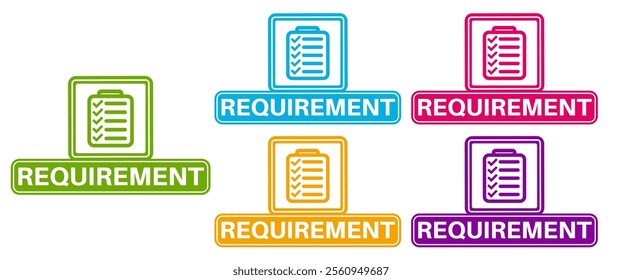 set banner Requirement icon sign. job Required symbol labels design vector illustration