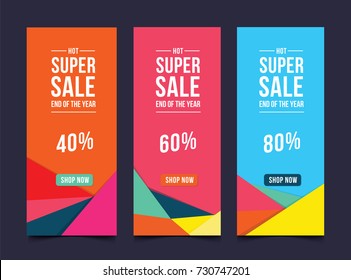 Set of Banner for sale collection promotion template Background Abstract color full, Vector illustration