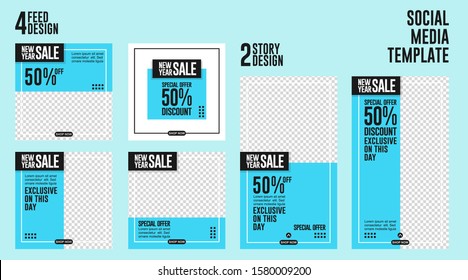 set of banner sale template special new year with geometric background.