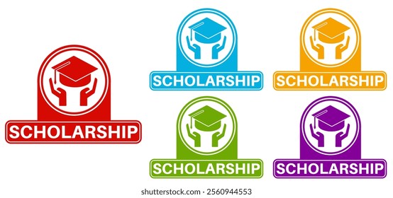 Set banner scholarship icon sign. grant education symbol label badge sticker template design vector illustration