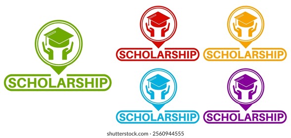 Set banner scholarship icon sign. grant education symbol label badge sticker template design vector illustration