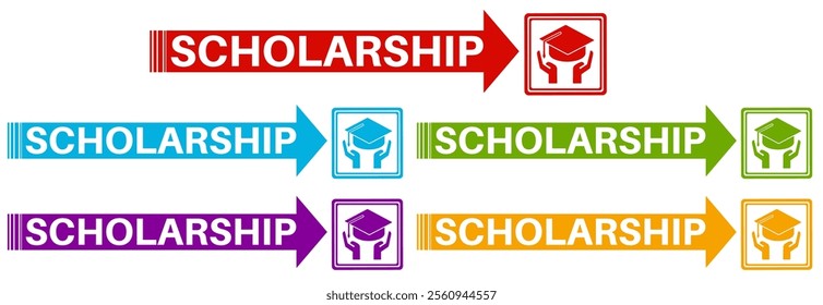 Set banner scholarship icon sign. grant education symbol label badge sticker template design vector illustration