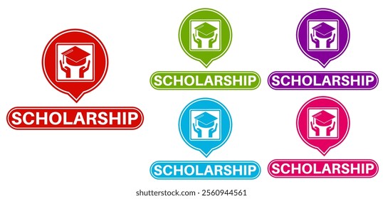 Set banner scholarship icon sign. grant education symbol label badge sticker template design vector illustration