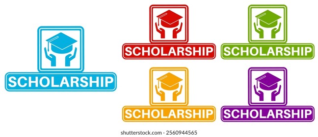 Set banner scholarship icon sign. grant education symbol label badge sticker template design vector illustration