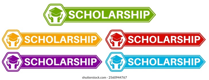 Set banner scholarship icon sign. grant education symbol label badge sticker template design vector illustration