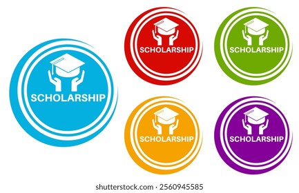 Set banner scholarship icon sign. grant education symbol label badge sticker template design vector illustration