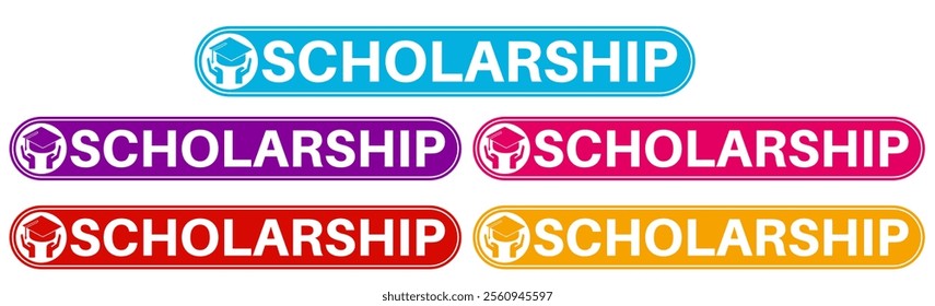 Set banner scholarship icon sign. grant education symbol label badge sticker template design vector illustration