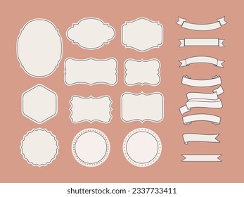 Set banner shapes vector design. ribbons and labels tags vintage victorian style.