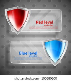 Set of banner with shields and drops