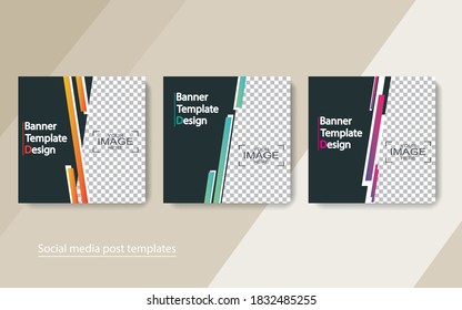 set banner diseño de publicaciones en medios sociales, ilustraciones vectoriales.