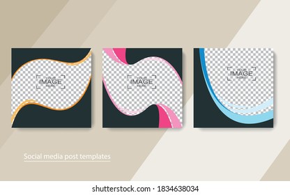 set banner diseño de publicaciones en medios sociales, ilustraciones vectoriales.