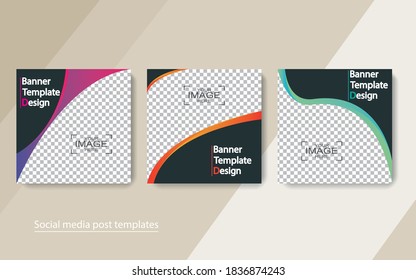 set banner diseño de publicaciones en medios sociales, ilustraciones vectoriales.