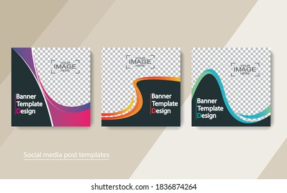set banner diseño de publicaciones en medios sociales, ilustraciones vectoriales.