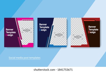 set banner diseño de publicaciones en medios sociales, ilustraciones vectoriales.