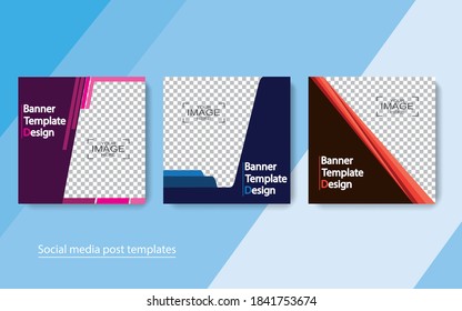 set banner diseño de publicaciones en medios sociales, ilustraciones vectoriales.