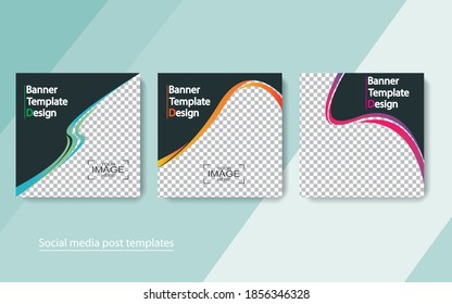 set banner diseño de publicaciones en medios sociales, banner moderno, ilustraciones vectoriales.