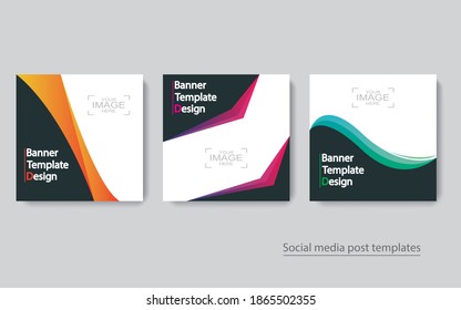 set banner diseño de publicaciones en medios sociales, ilustraciones vectoriales.