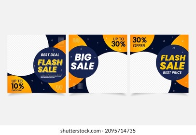 set banner social media post vector design big sale, flash sale, super sale, brochure flyer poster product promotion