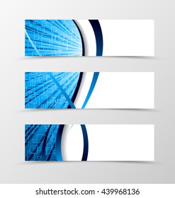Set of banner spectrum design. Light banner for header in blue color with squares. Design of banner in wave style. Vector illustration