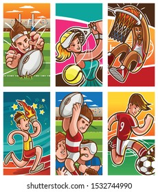 set banner for sport cartoon style