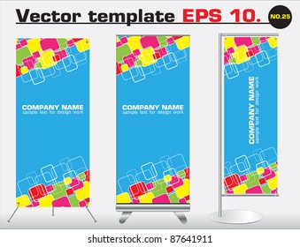 Set of banner stand display with identity background ready for use. Vector template for design work