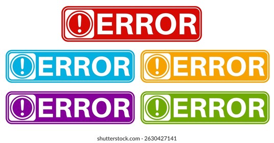 set banner sticker error icon. notification error sign design template vector illustration