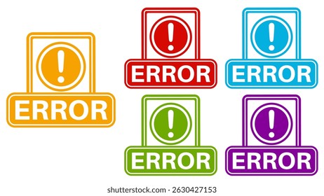 set banner sticker error icon. notification error sign design template vector illustration