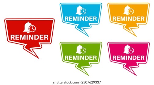 	
set banner sticker reminder icon. Marketing and promotion sign design social media template vector illustration
