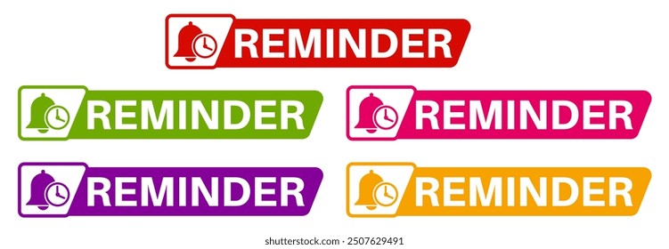 	
set banner sticker reminder icon. Marketing and promotion sign design social media template vector illustration