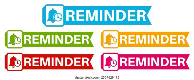 	
set banner sticker reminder icon. Marketing and promotion sign design social media template vector illustration