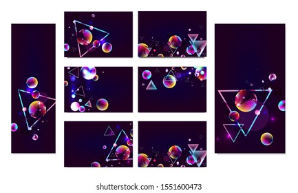 Set of banner style of cosmos universe stars galaxy dark blue 3d futuristic study trip