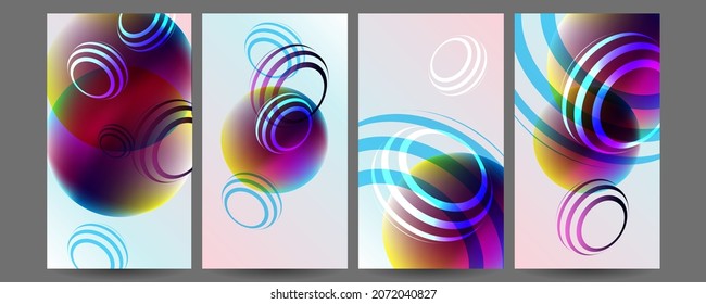 Set of banner style of cosmos universe stars galaxy dark blue 3d futuristic abstraction planets