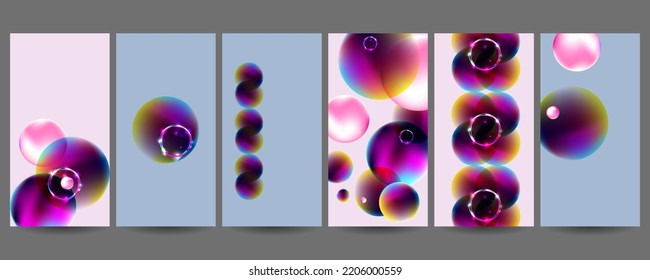 Set of banner style of cosmos universe stars galaxy dark blue 3d futuristic background modern planets neon
