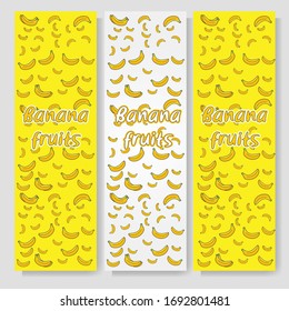 Set Banner summer and  fruits. Poster set banana template premium vector.