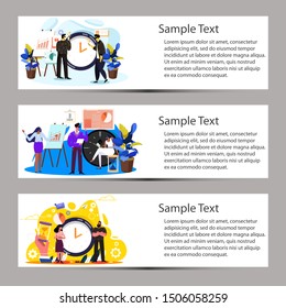 set of banner with team work illustration design.