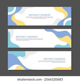 Set banner template design with abstract pastel background