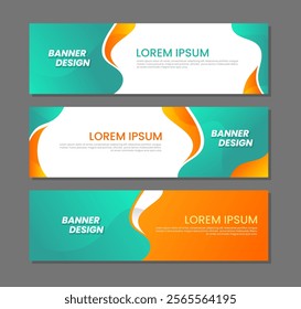 Set banner template design collection tosca green and orange color