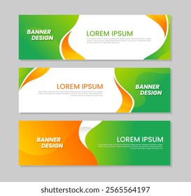 Set banner template design collection green and orange color