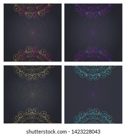 Set of banner template designs with zen doodle. Vector illustration.