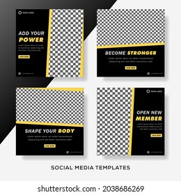 Set banner template  for gym, fitnes premium vector