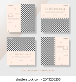 Set banner template minimalist for cosmetic sale. premium vector