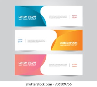 Set of  banner template. Modern Colorful business banner template. Blue, Orange and Pink Banner design. Horizontal advertising banner.