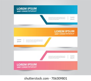 Set of  banner template. Modern Colorful business banner template. Blue, Orange and Pink Banner design. Horizontal advertising banner.