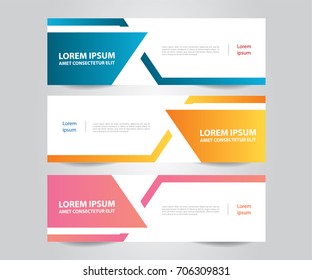 Set of  banner template. Modern Colorful business banner template. Blue, Orange and Pink Banner design. Horizontal advertising banner.