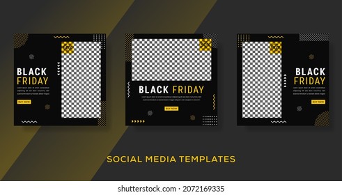 Setzen Sie Banner-Template-Post für den schwarzen Freitag Verkauf. Premium-Vektorgrafik