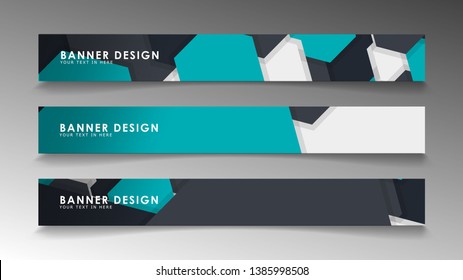 Set of banner templates with abstract background. Modern vector banners with polygonal background.