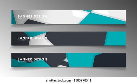 Set of banner templates with abstract background. Modern vector banners with polygonal background.