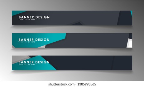 Set of banner templates with abstract background. Modern vector banners with polygonal background.