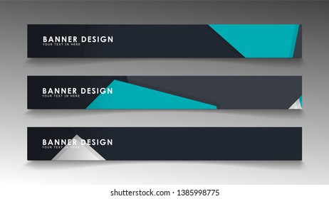 Set of banner templates with abstract background. Modern vector banners with polygonal background.