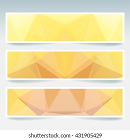 Set of banner templates with abstract background. Yellow, orange colors. 